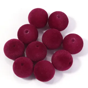 Perles rondes flocage velours duveteux perles en vrac pour accessoires de bijoux DIY