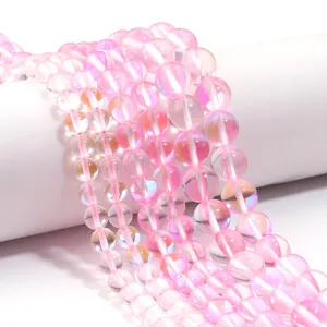 Roze aura kristal ronde kralen voor DIY sieraden maken armband ketting accessoires