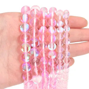 Roze aura kwarts kristal ronde losse kralen voor DIY sieraden maken armband accessoires