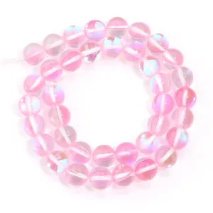 Roze iriserende synthetische kristallen ronde kralen voor DIY armband sieraden accessoires.