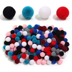 Perles pompons flockées colorées perles rondes en vrac pour bijoux porte-clés DIY
