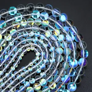 Aurora kwarts kristal ronde kralen, glanzende iriserende DIY losse sieraden accessoires.