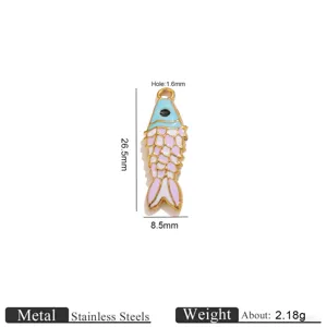 Close-up detail of the gold-plated stainless steel koi fish pendant with colorful enamel scales.