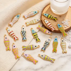 Gold enamel koi fish pendants colorful charms for DIY handmade bracelet necklace jewelry items