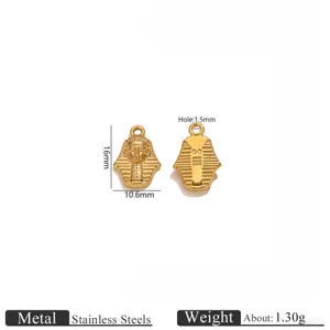 Stainless steel 18k gold plated Egyptian pharaoh pendant charm DIY jewelry accessory.
