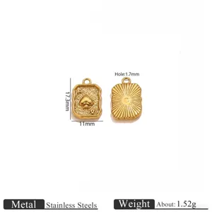 Stainless steel 18K gold plated vintage spade and sunburst pendant DIY jewelry accessory