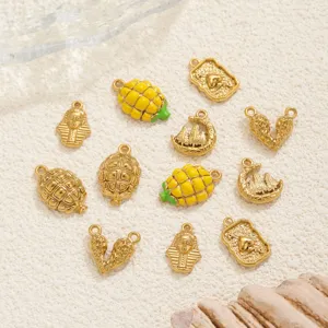 Stainless steel 18K gold plated vintage embossed DIY charms pendant jewelry accessories