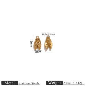 Stainless steel cicada shape pendant diy jewelry making charm accessory size 16x8mm