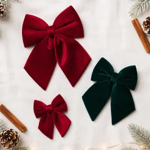 Noeuds de Noël en velours pour sapin, ensemble d'ornements de décoration de fête.