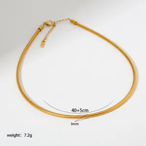 Edelstahl Schlangenkette Halskette, 40+5cm Laenge, 3mm Breite, elegantes minimalistisches Design.