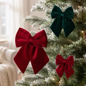 Ornements de Nœuds en Ruban de Couleur Unie pour Sapin de Noël Nœuds en Tissu Classiques pour Décoration de Fête