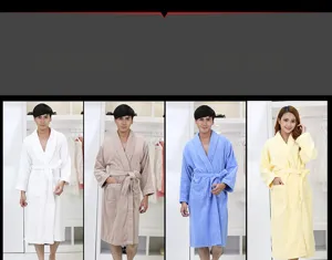 Cotton terry bathrobe for men and women long sleeve soft couple sleepwear spa hotel robe