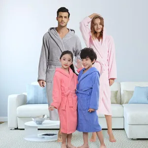 Family hooded bathrobes soft comfortable cotton long sleeve sleepwear for men women kids