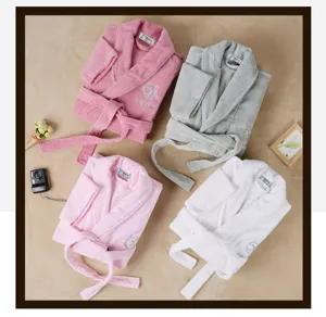 Comfortable cotton bathrobes for couples hotel spa sleepwear long sleeve lounge robes