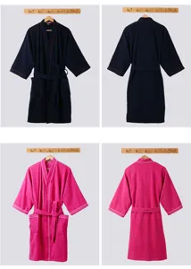 Cotton bathrobe towel fabric kimono sleepwear for women men summer bath robe lounge