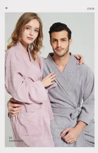Accappatoio in cotone per coppie colletto kimono felpato assorbente abbigliamento da notte