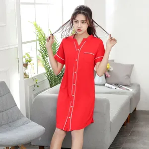 Women short sleeve bamboo fiber nightdress summer casual loungewear comfy sleepwear top
