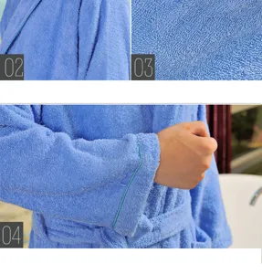 Detail view of the soft cotton couple bathrobe, showing premium fabric texture and cuffs.
