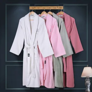 Cotton bathrobes for couples hotel spa long sleeve sleepwear comfy loungewear main view