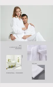 coppia cotone accappatoio colletto kimono peluche assorbente abbigliamento notte bianco