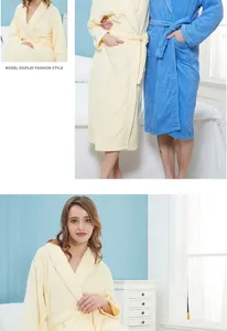 Detail view of cotton hotel bathrobe, long absorbent unisex sleepwear, soft fabric comfort.