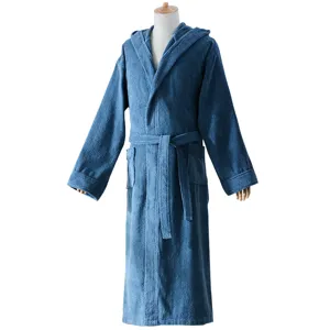 Pure cotton hooded bathrobe winter thick long absorbent couple robe for hotel use main view