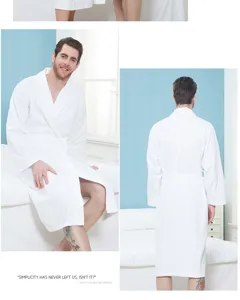 Baumwolle Waffelpiqué Bademantel für Erwachsene, weiße Hotel Schlafkleidung und Loungewear.