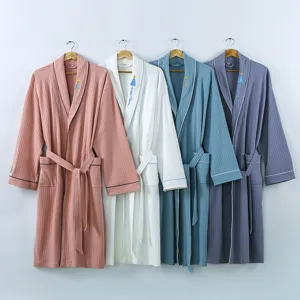 Accappatoio in Cotone Hotel per Uomo e Donna Robe Assorbente d'Acqua Manica Lunga Indumenti da Notte Con Ricamo Home Spa