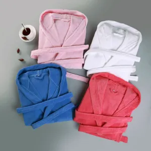 Unisex Cotton Hooded Bathrobe Thick Warm Terry Cloth Robe Absorbent Spa Bathrobe With Belt For Hotel Home Swimwear