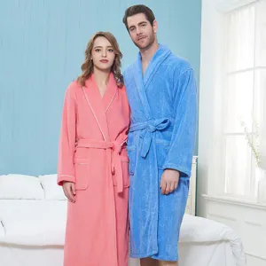 Couple cotton bathrobe long thick plush sleepwear soft hotel bath robe for men and women winter