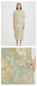 Baumwolle Jacquard doppelte Gaze Nachtkleid Damen kurzarm lang Hauskleid Sommer