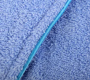 Soft cotton terry cloth bathrobe fabric detail with neat piping, comfortable and durable.