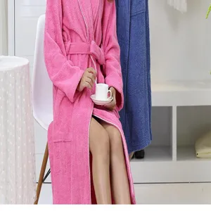 Comfortable cotton thick bath robe for couples, soft towel fabric hotel home sleepwear detail.