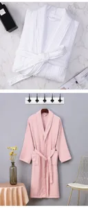 Waffle bathrobe hotel couple sleepwear lightweight breathable summer loungewear with adjustable belt