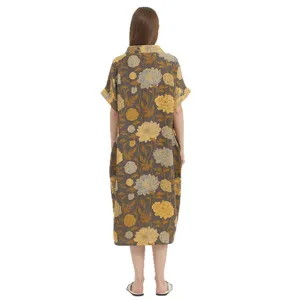 Damen Baumwolle Jacquard Doppelgaze Kurzarm langes Nachthemd Sommer Hauskleidung Hauptbild