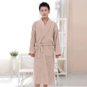 Comfortable pure cotton bathrobe for men and women, thickened hotel style sleepwear.