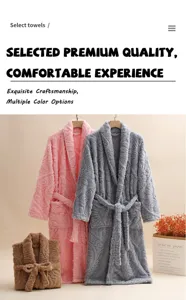 Thickened flannel couple bathrobe, winter warm plush sleepwear, multi-color soft home bath gown.