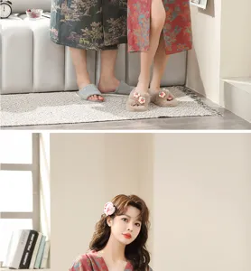 Lightweight cotton double gauze couple bathrobe and comfy slippers set for spring and summer.