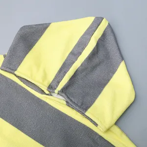 Microfiber hooded beach towel poncho for adults, absorbent quick-dry yellow gray stripes robe.