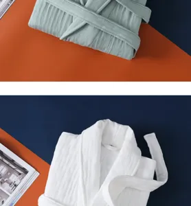 Baumwoll Bademantel Detail, verdickter saugfähiger Hotelstil Schlafanzug, weiche Paare Homewear.