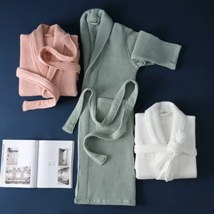 Peignoir en coton gaufré ensemble pyjama couple confortable absorbant style hôtel salon