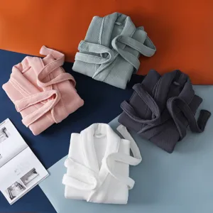 Peignoir eponge en coton pur style hotel doux absorbant vetement de nuit couple confortable