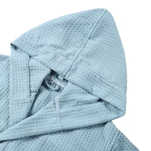 Leichter Waffelstrick Kapuzen Bademantel für Damen und Herren, Frühling Sommer schnelltrocknend.