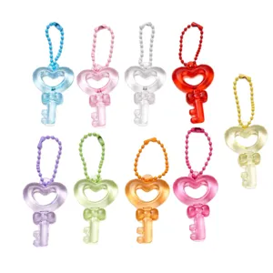 Colorful heart keychains with bead chains, perfect for DIY jewelry making and accessories.