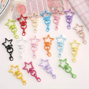 Porte-clés en Métal en Forme d'Étoile Couleur Bonbon Alliage Mousqueton Rotatif Accessoires DIY Charm de Sac