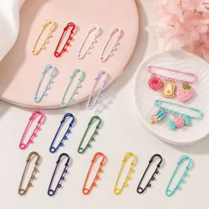 Colorful Metal Safety Pins Lacquered Brooch Pins DIY Jewelry Findings For Garment Waist Buckle And Craft Accessories