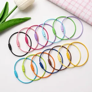 Colorful Steel Wire Ring Keychain DIY Handmade Pendant Jewelry Accessories Metal Key Ring Loop Holder