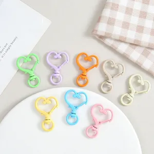 Colorful Heart Spring Clasp DIY Jewelry Findings Baking Paint Metal Snap Hook Keychain Accessories Handcraft Material