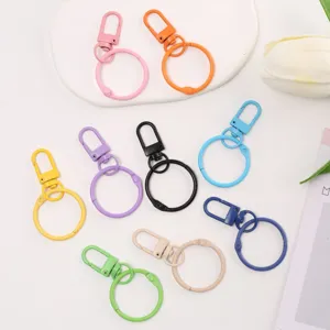 Porte-clés mousqueton en métal coloré anneau de livre accessoire de sac DIY multicolore