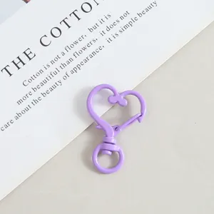 Purple heart shaped snap hook spring clasp DIY keychain jewelry making accessory detail view